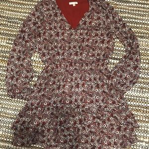 Burgundy print Nine Britton dress. Size large.